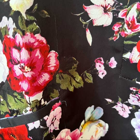 🌱 DECJUBA Sz M-L  Floral Black Kimono Duster Jacket Coat - Picture 6 of 7